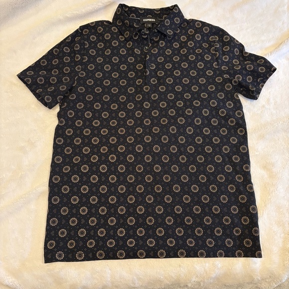 Express Other - Express Men’s Black Geometric Design Polo